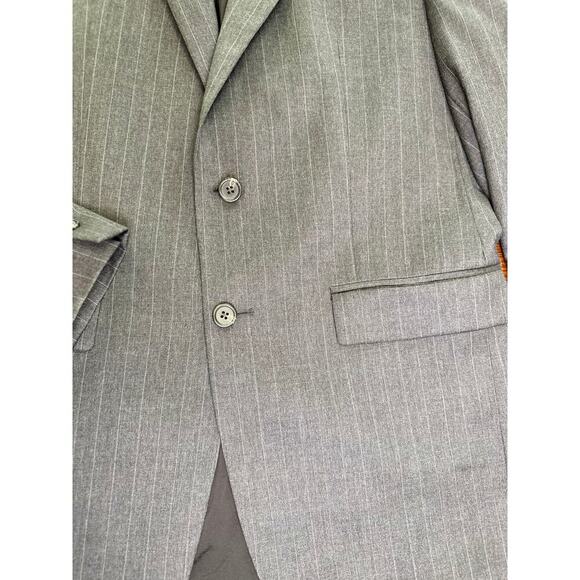 Lauren Ralph Lauren 100% Wool Gray Pinstripe 2 Button Blazer Academia Preppy 40L - Picture 11 of 13